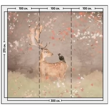 Фотообои / флизелиновые обои Олень и птица в осеннем лесу 3 x 2,7 м