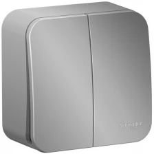 Выключатель SCHNEIDER ELECTRIC BLANCA 2-клавишный (cх.5) изол.ПЛ., 10А, 250B, алюминий